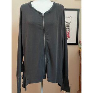 Loungewear Oversize Grey Zipper Closure Sweatshirt Size Large Lagenlook